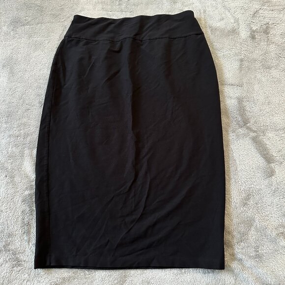 Eileen Fisher Black Midi Skirt Women's MEDIUM Classic Business Minimalist - Picture 1 of 5